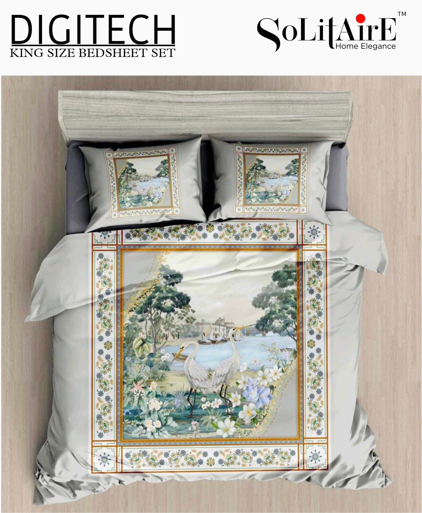 Panel Print Digitech King Size Jointless Bedsheet