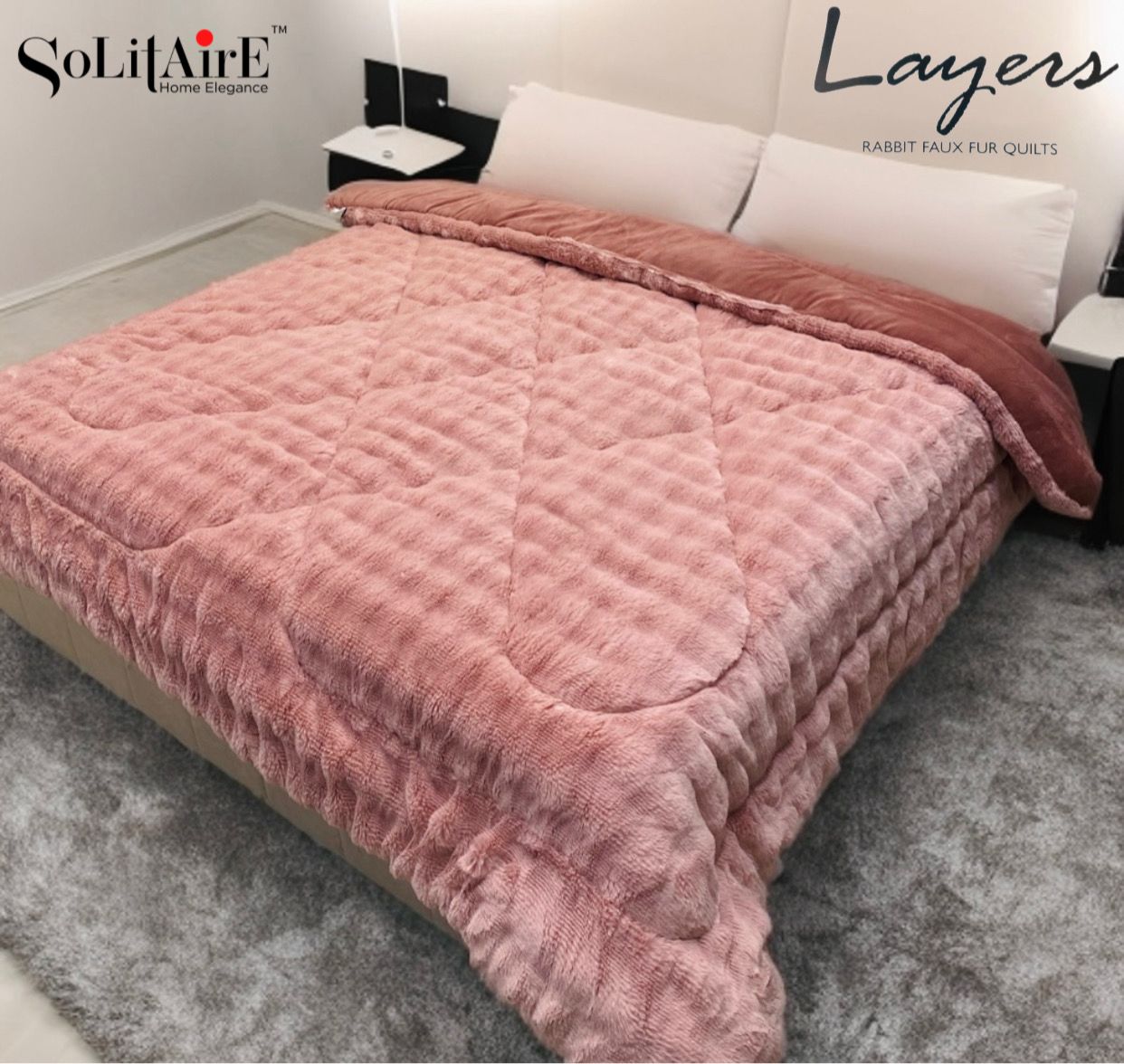 Rabbit-Fur Ultra-Warm Winter Quilt Solid Colour – Skin-Friendly, Eco-Safe Machine-Washable