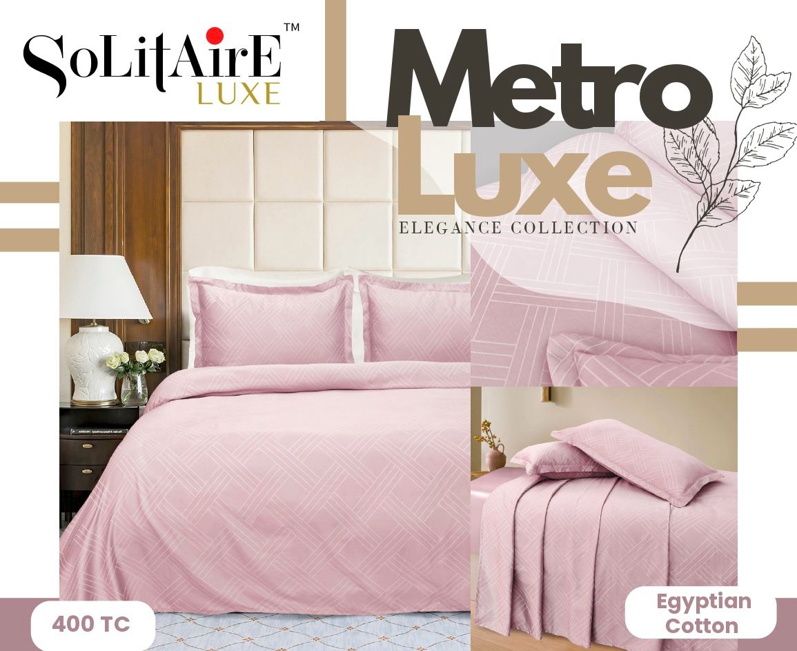 Metro Luxe Jacquard King-Size 400 TC Egyptian Cotton Bedsheet Set