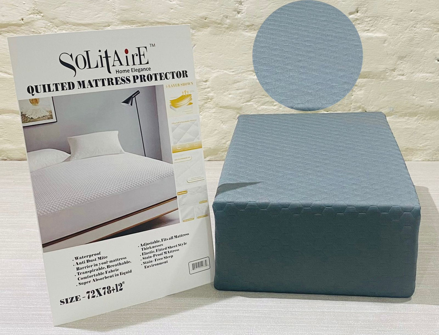 Waterproof Quilted Mattress Protector King Size with Elastic all around (Grey)