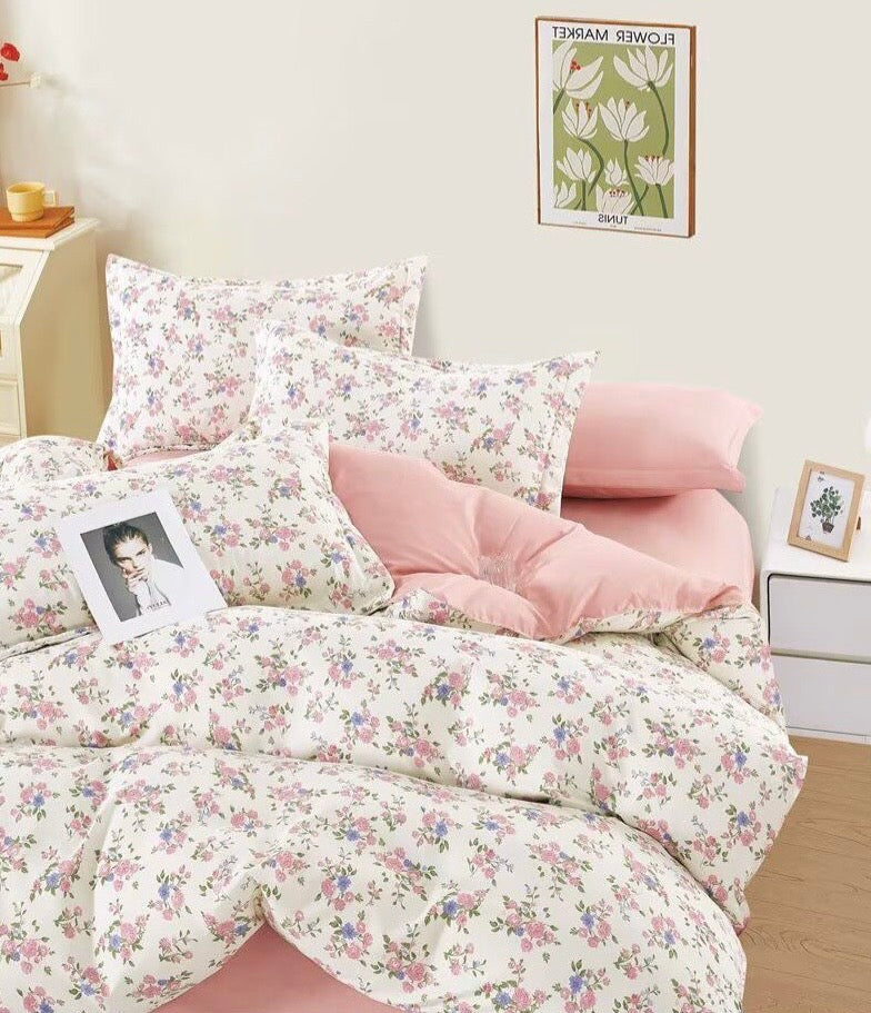 FLOWER BED KING SIZE BEDSHEET SET