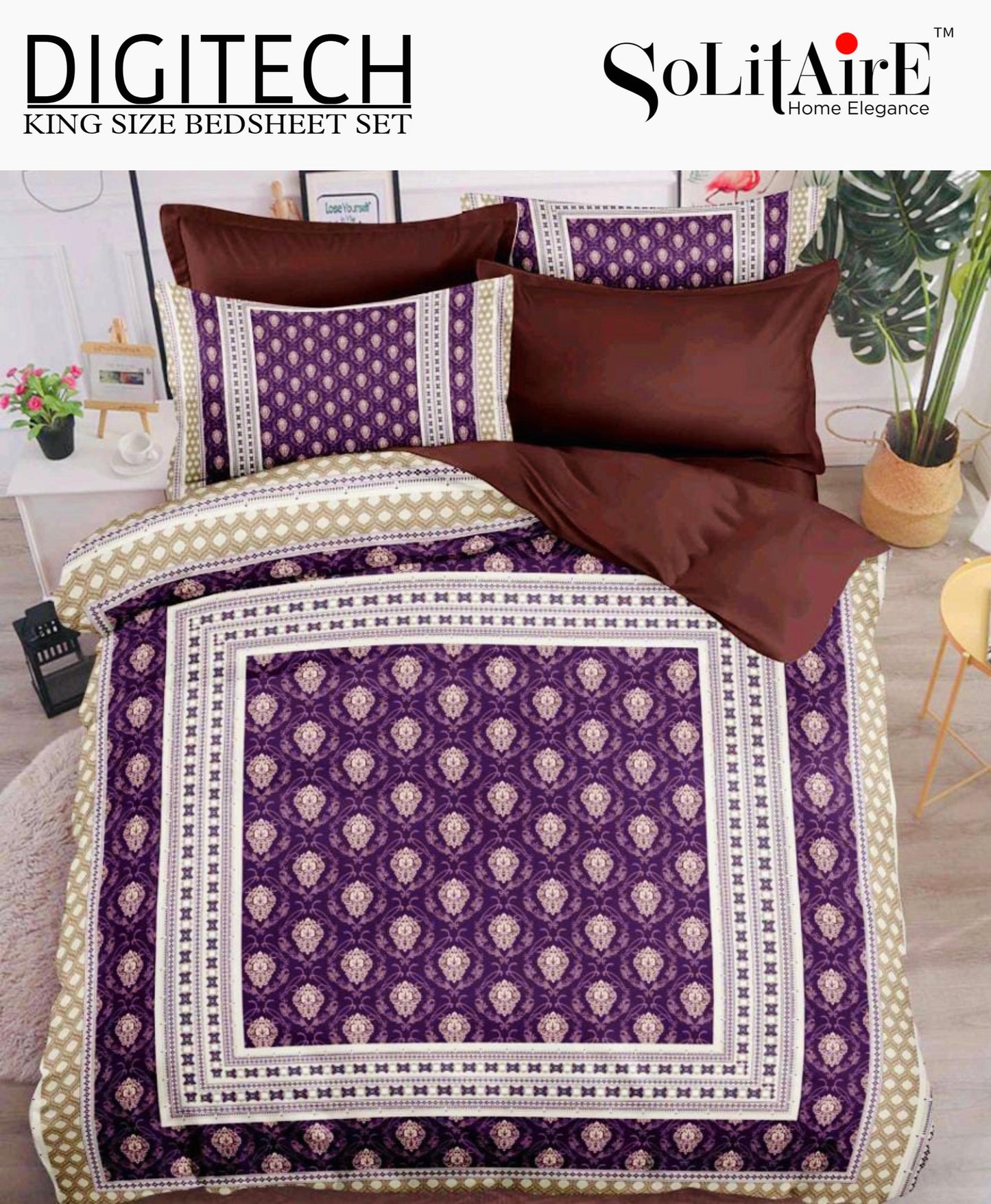 Panel Print Digitech King Size Jointless Bedsheet