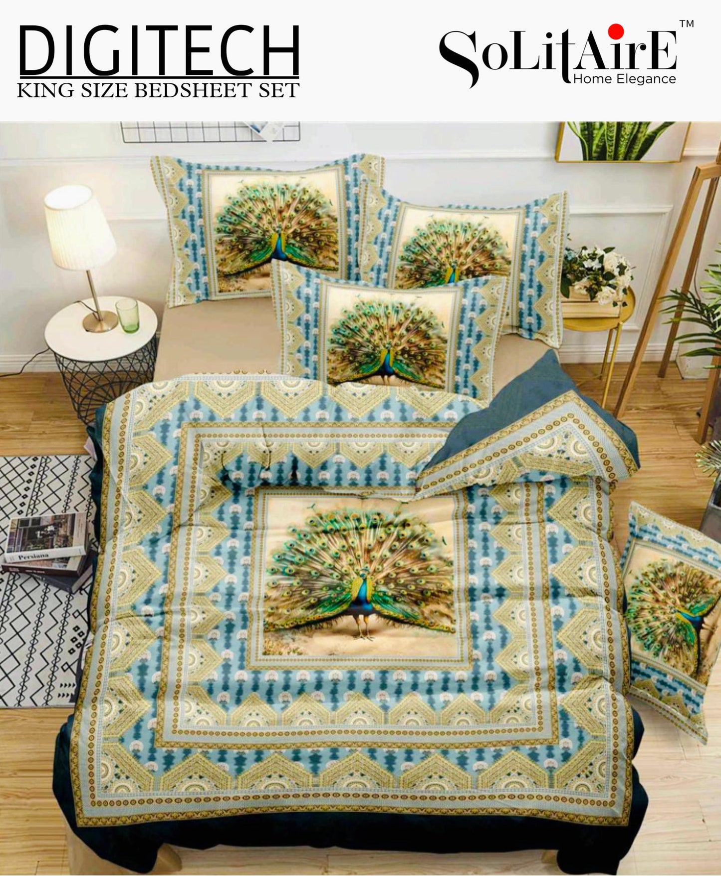 Panel Print Digitech King Size Jointless Bedsheet