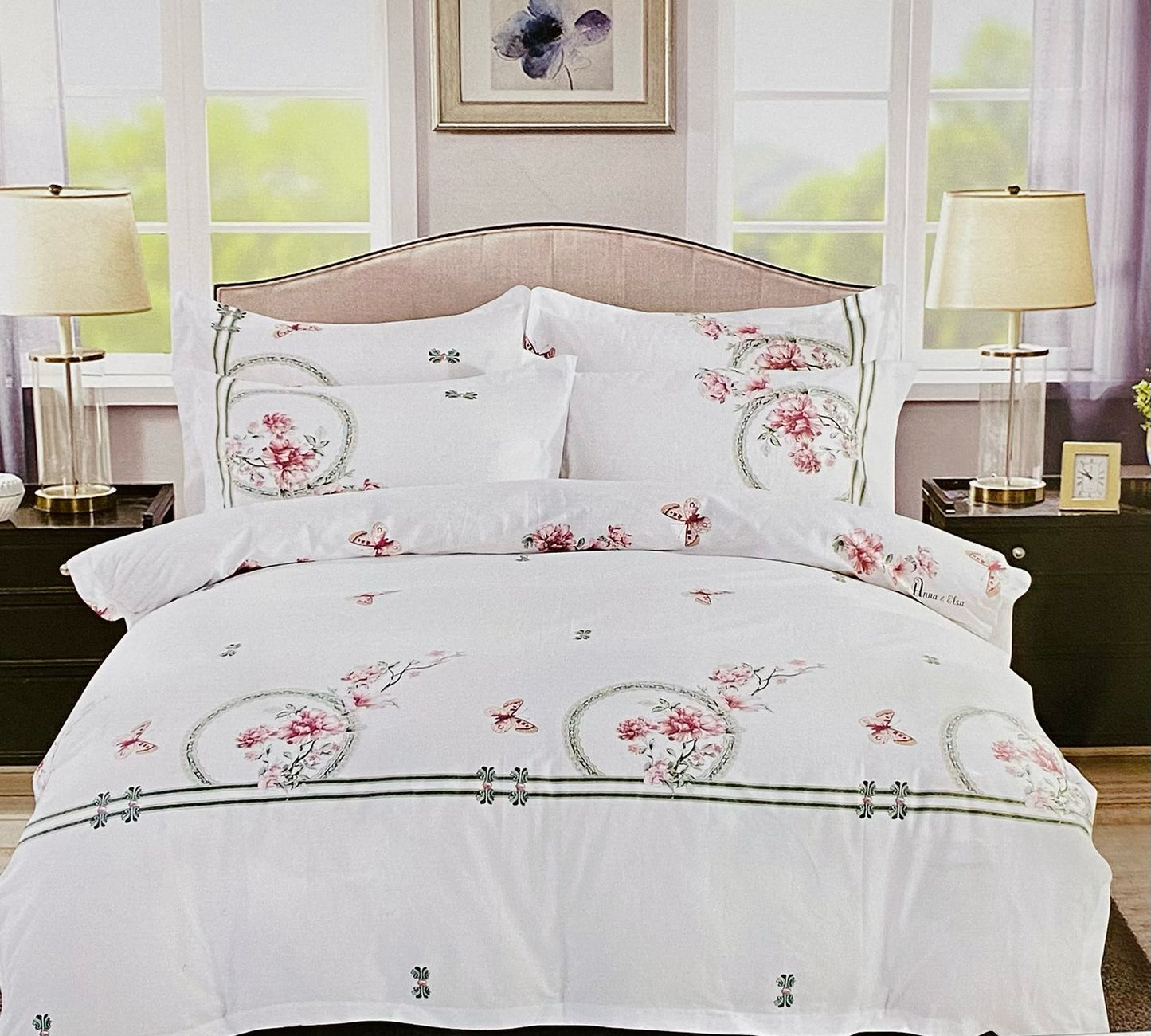 ✨ Solitaire White River King Size Bedsheet Set – 100% Organic Cotton | Jointless | 3 Pc (1 Bedsheet + 2 Pillow Covers)