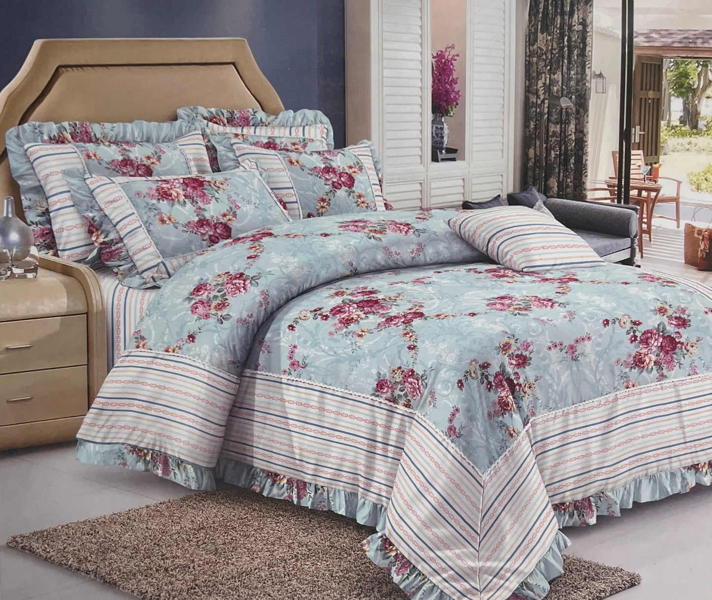 FORBED KING Bedsheet (with Frill Pillows)