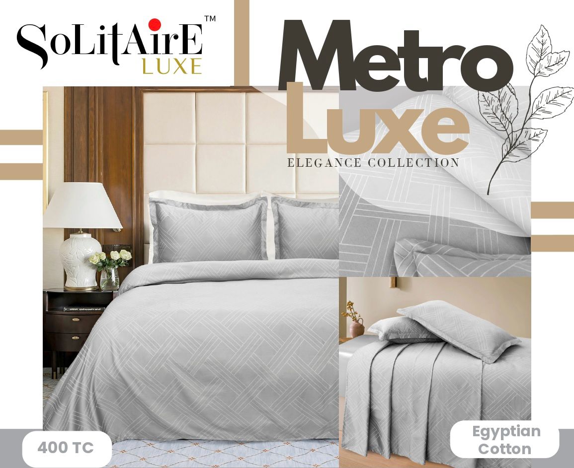 Metro Luxe Jacquard King-Size 400 TC Egyptian Cotton Bedsheet Set