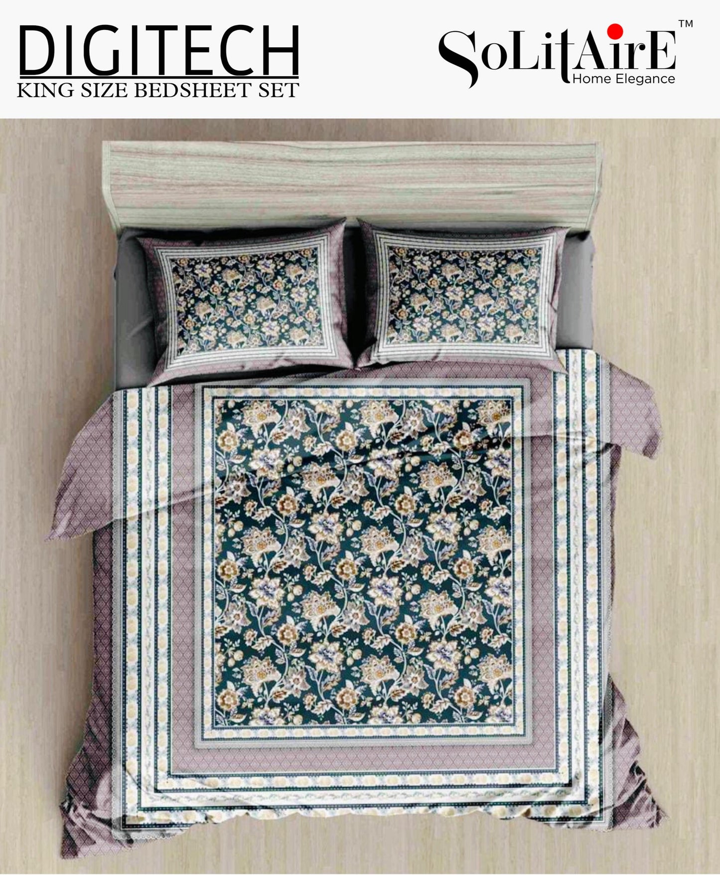 Panel Print Digitech King Size Jointless Bedsheet