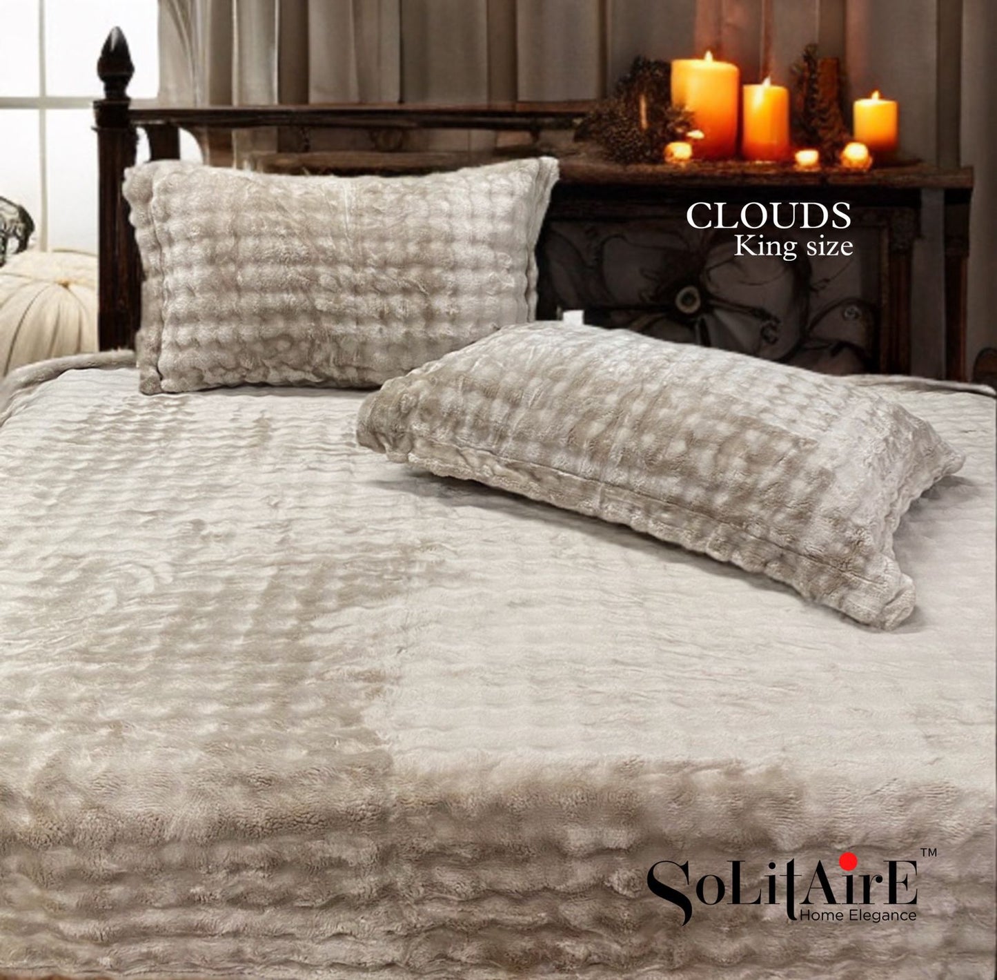 Clouds Fitted King-Size Bed Set Italian Cashmere Feel – Super-Soft Warm Skin-Friendly