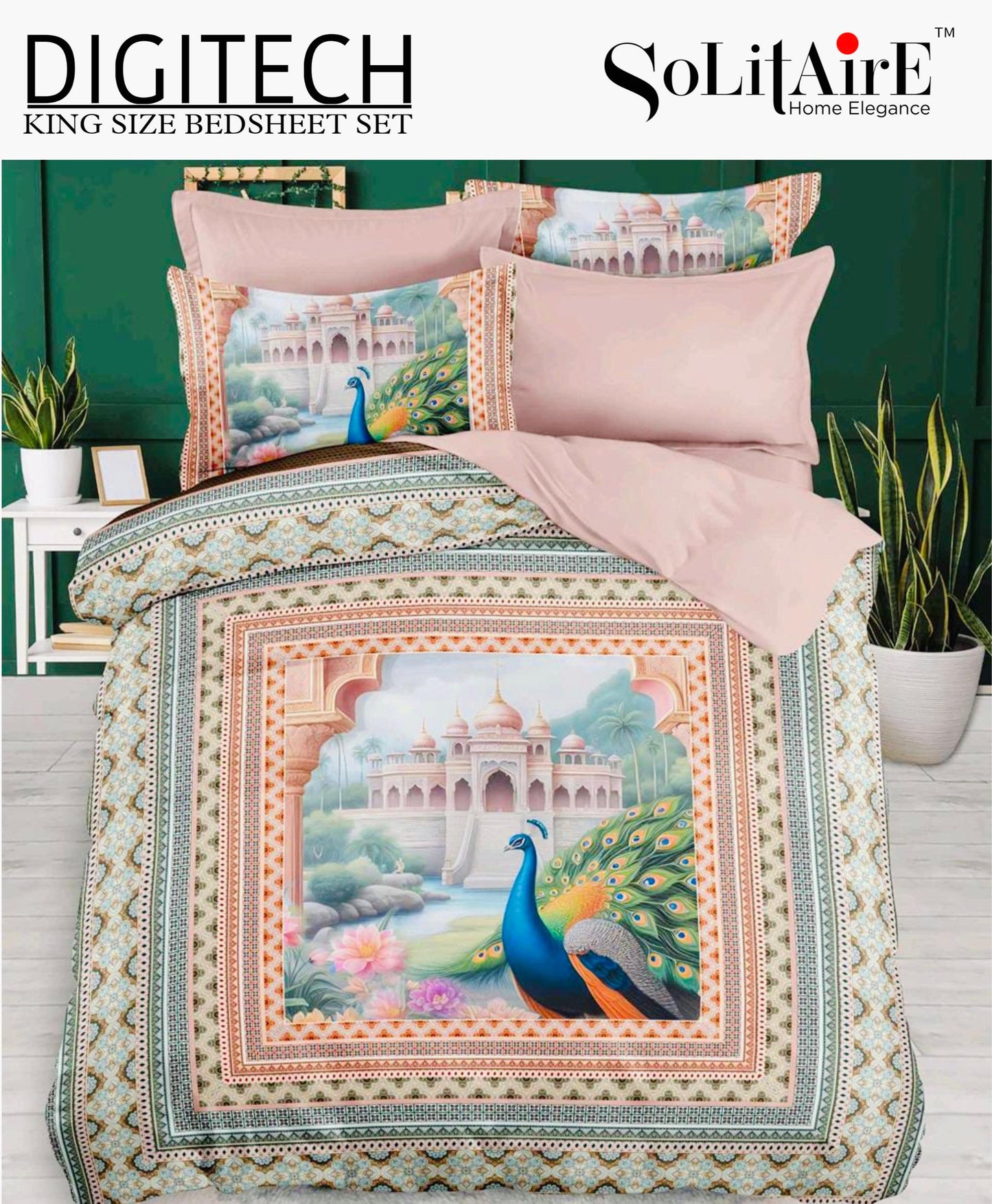 Panel Print Digitech King Size Jointless Bedsheet