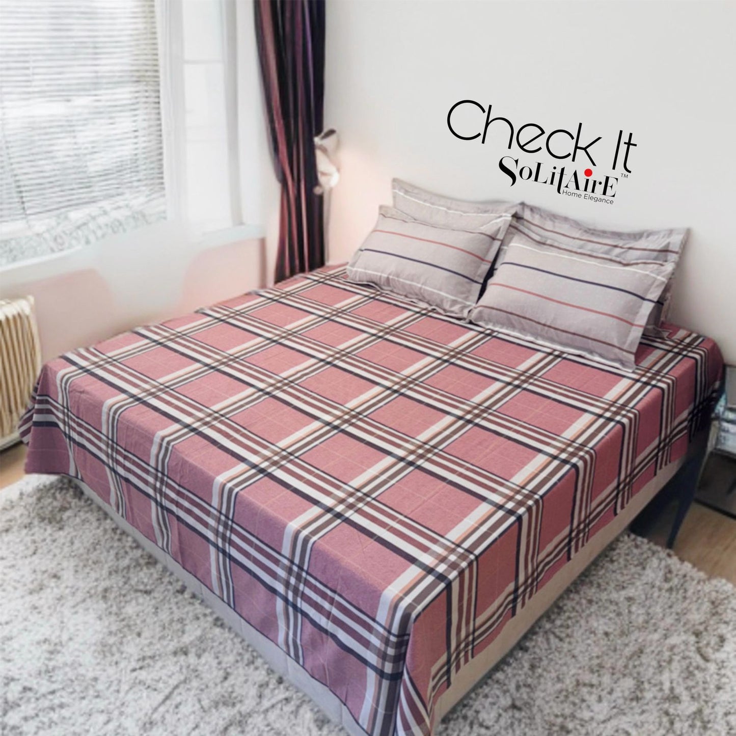 Check It Glazed Cotton Double Bed Sheet