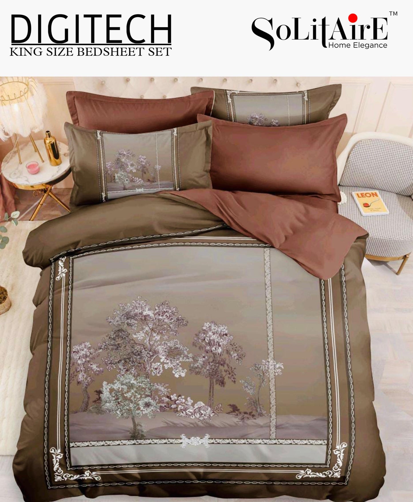 Panel Print Digitech King Size Jointless Bedsheet