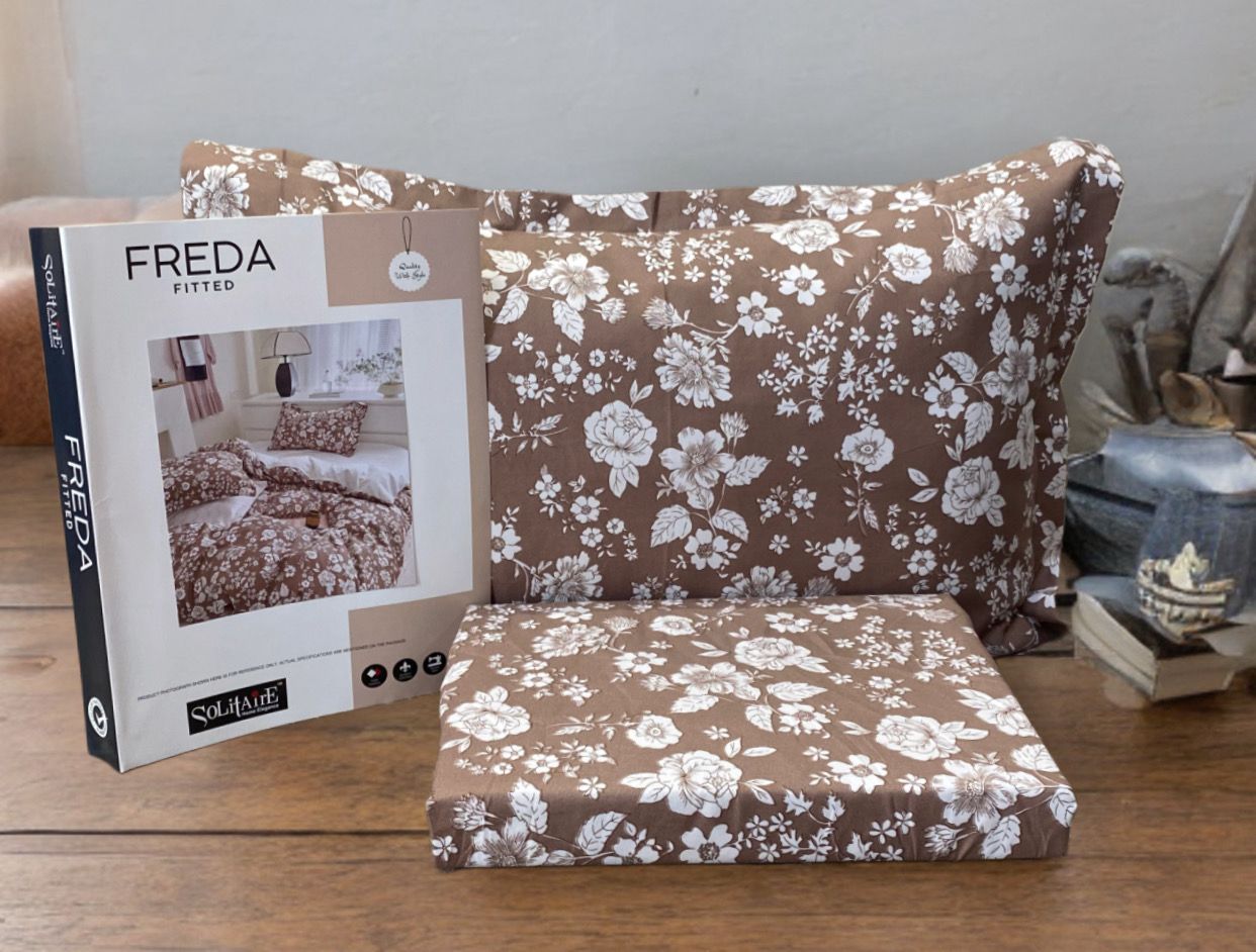 Freda Fitted Glazed Cotton King Bedsheet with 2 Pillow Covers