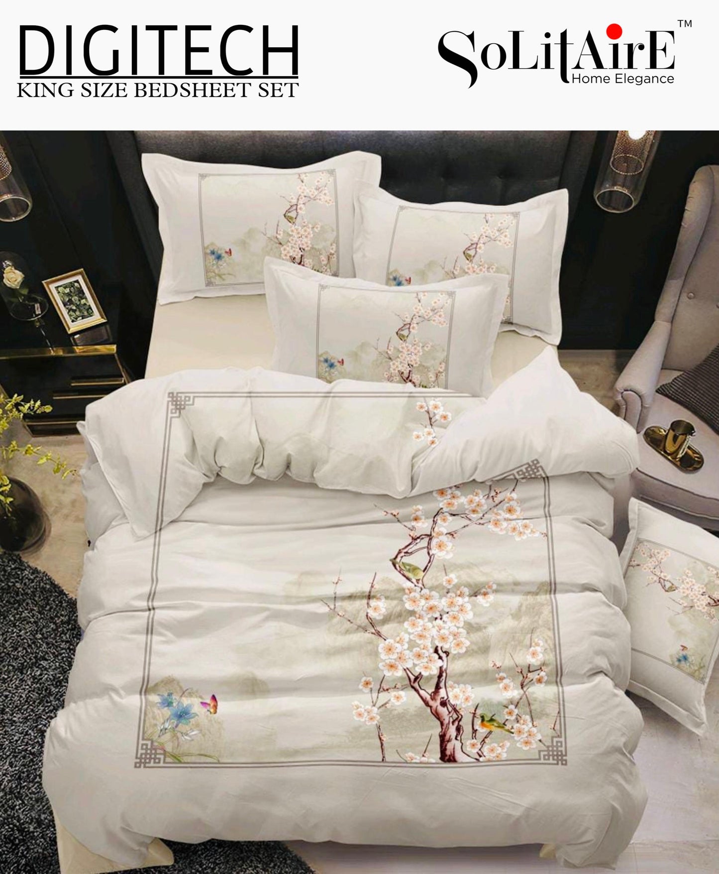 Panel Print Digitech King Size Jointless Bedsheet