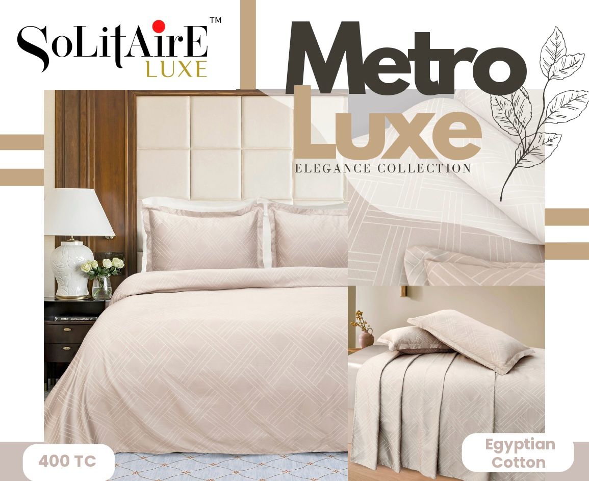 Metro Luxe Jacquard King-Size 400 TC Egyptian Cotton Bedsheet Set