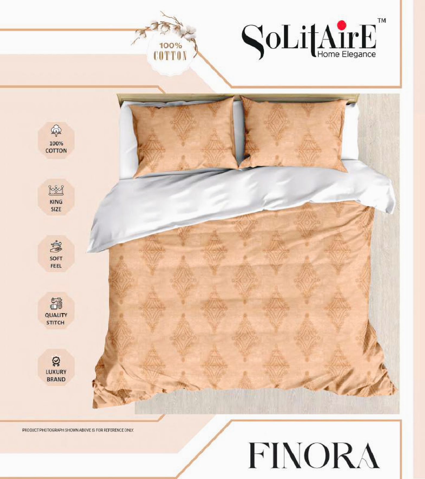 Finora Jointless King Size Bedsheet Set 100% Cotton