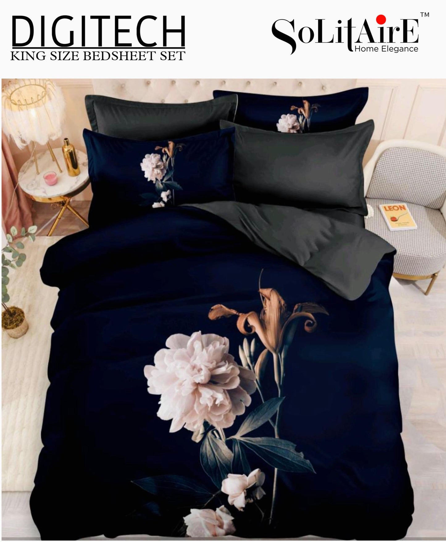 Panel Print Digitech King Size Jointless Bedsheet