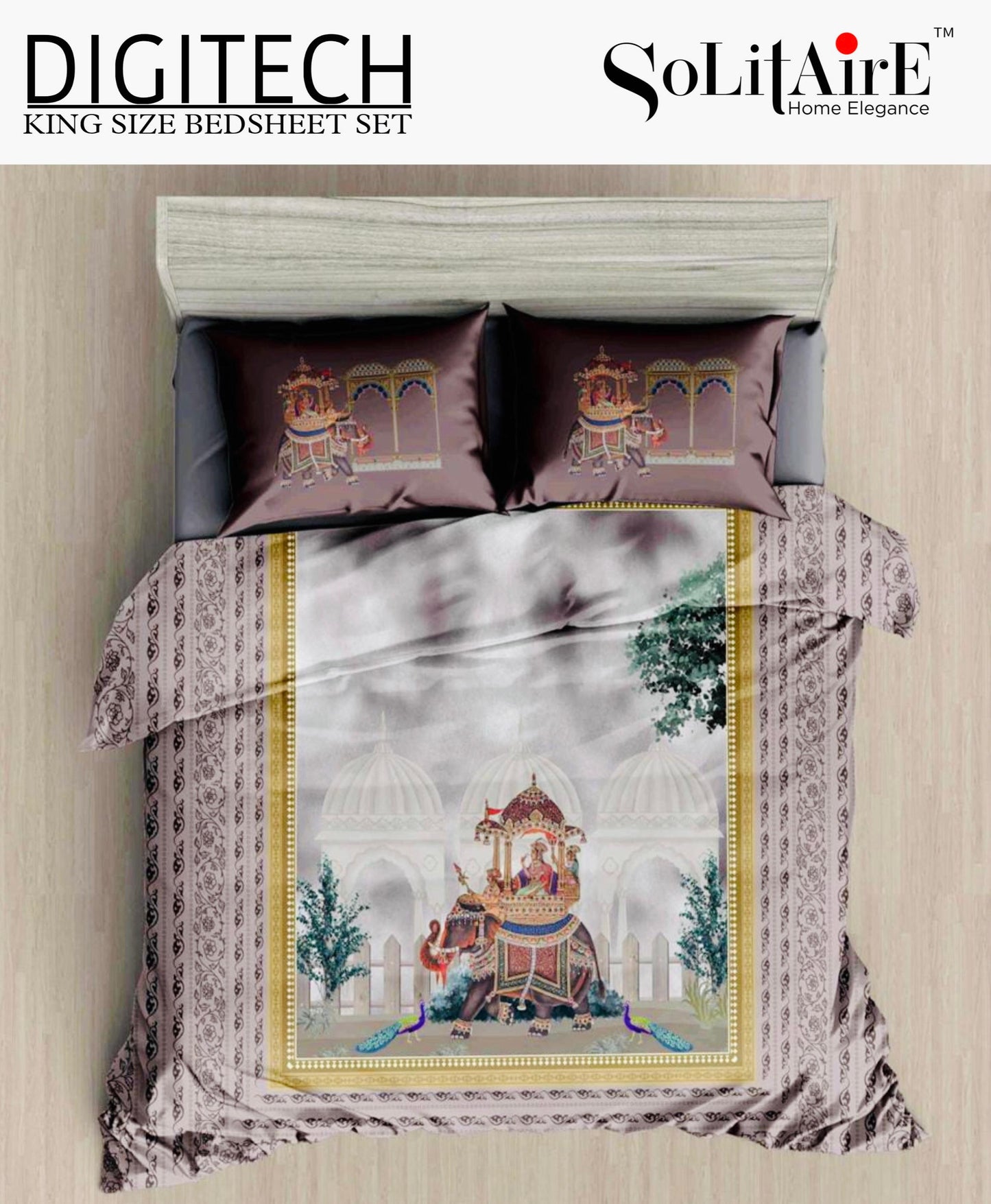 Panel Print Digitech King Size Jointless Bedsheet