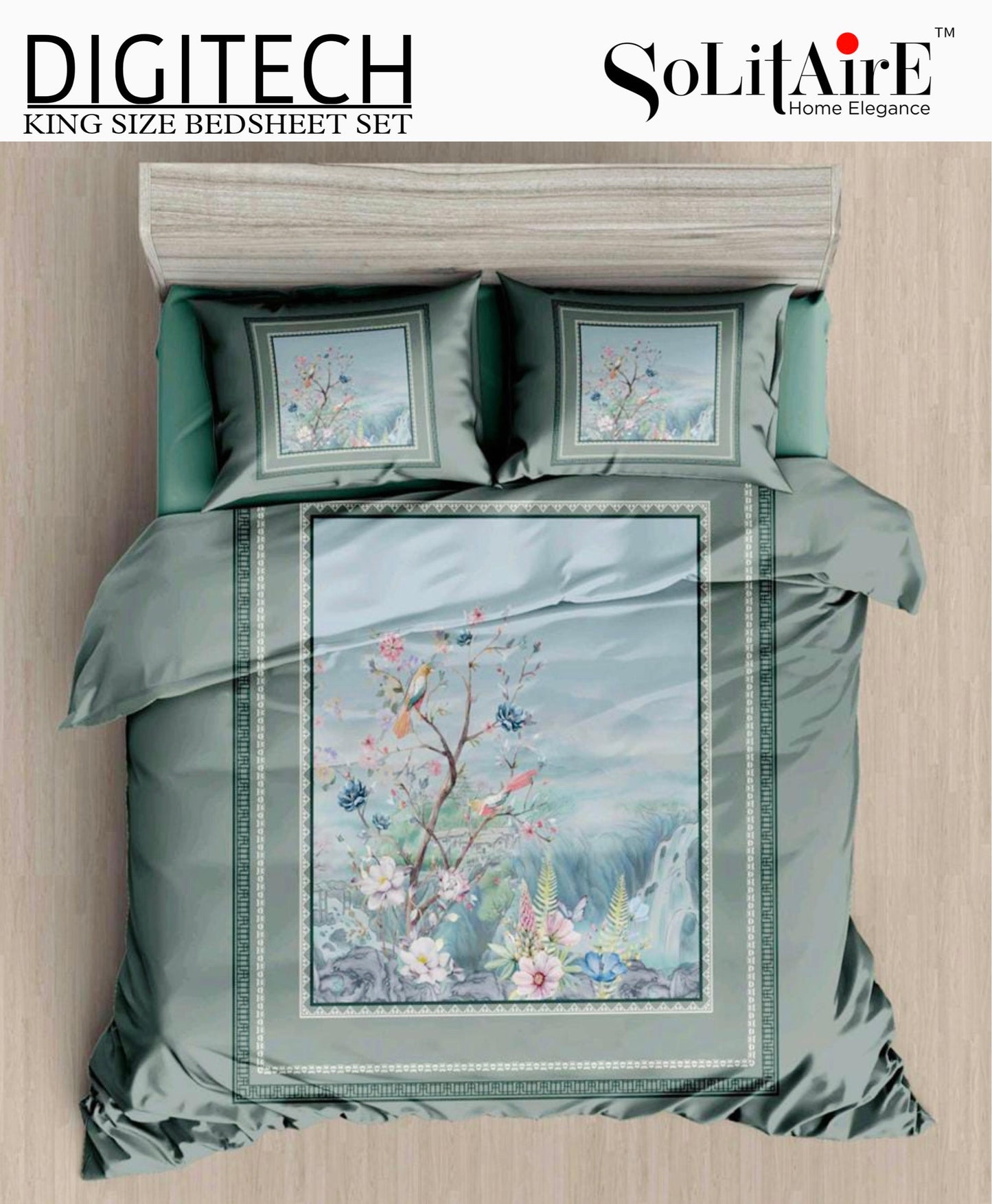 Panel Print Digitech King Size Jointless Bedsheet