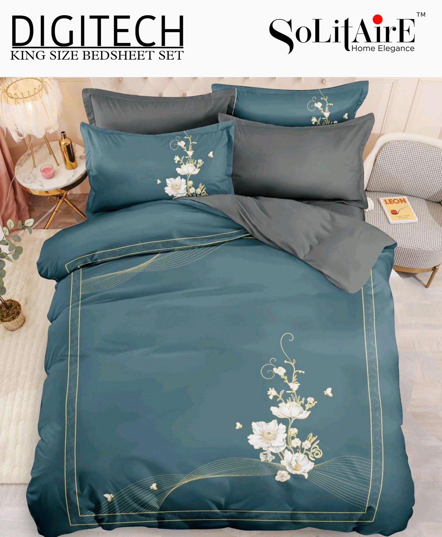 Panel Print Digitech King Size Jointless Bedsheet