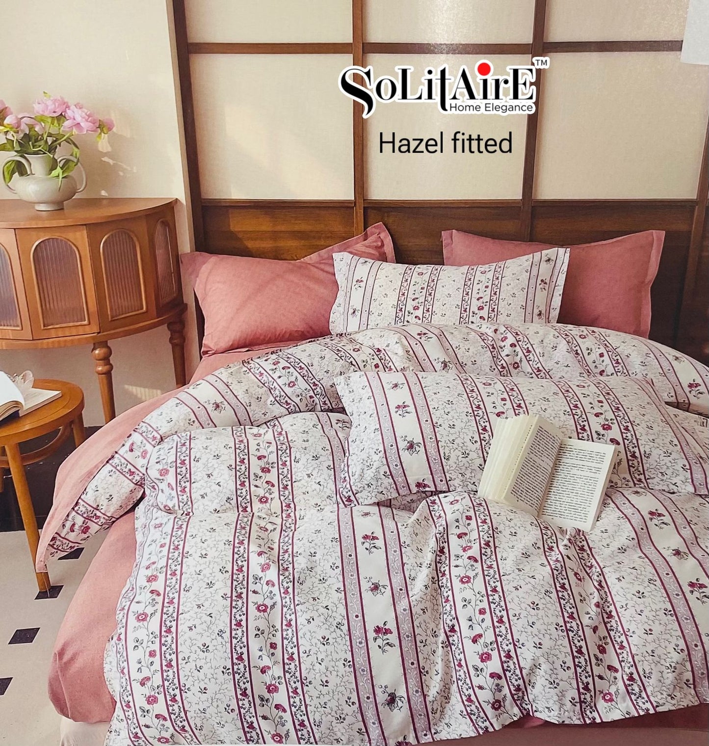HAZEL FITTED COTTON BEDSHEET (FITTED BEDSHEET) (Fits All Double-Bed Sizes)