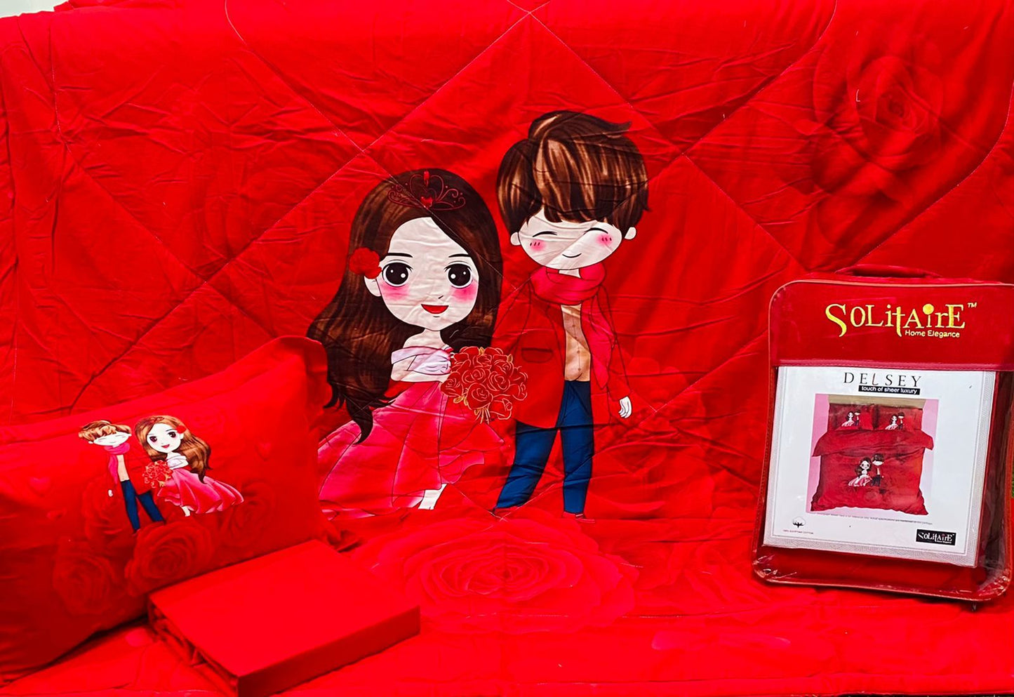 Delsey Panel-Print Egyptian-Cotton King Size Bed-In-A-Bag 4-Piece Set