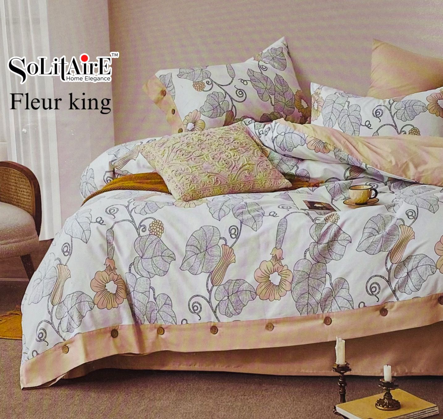 FLEUR KING COTTON BEDSHEET