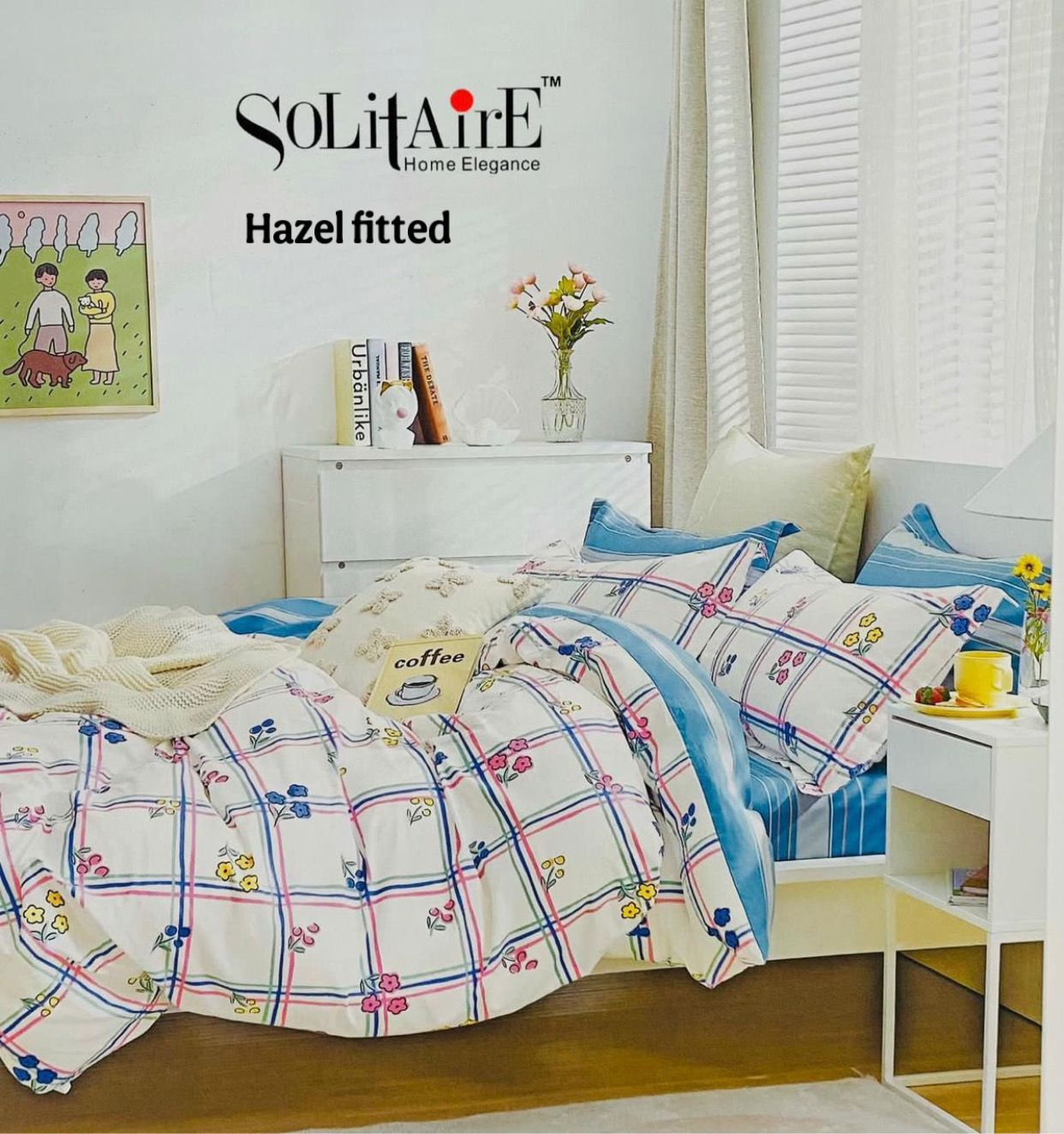 HAZEL FITTED COTTON BEDSHEET (FITTED BEDSHEET) (Fits All Double-Bed Sizes)