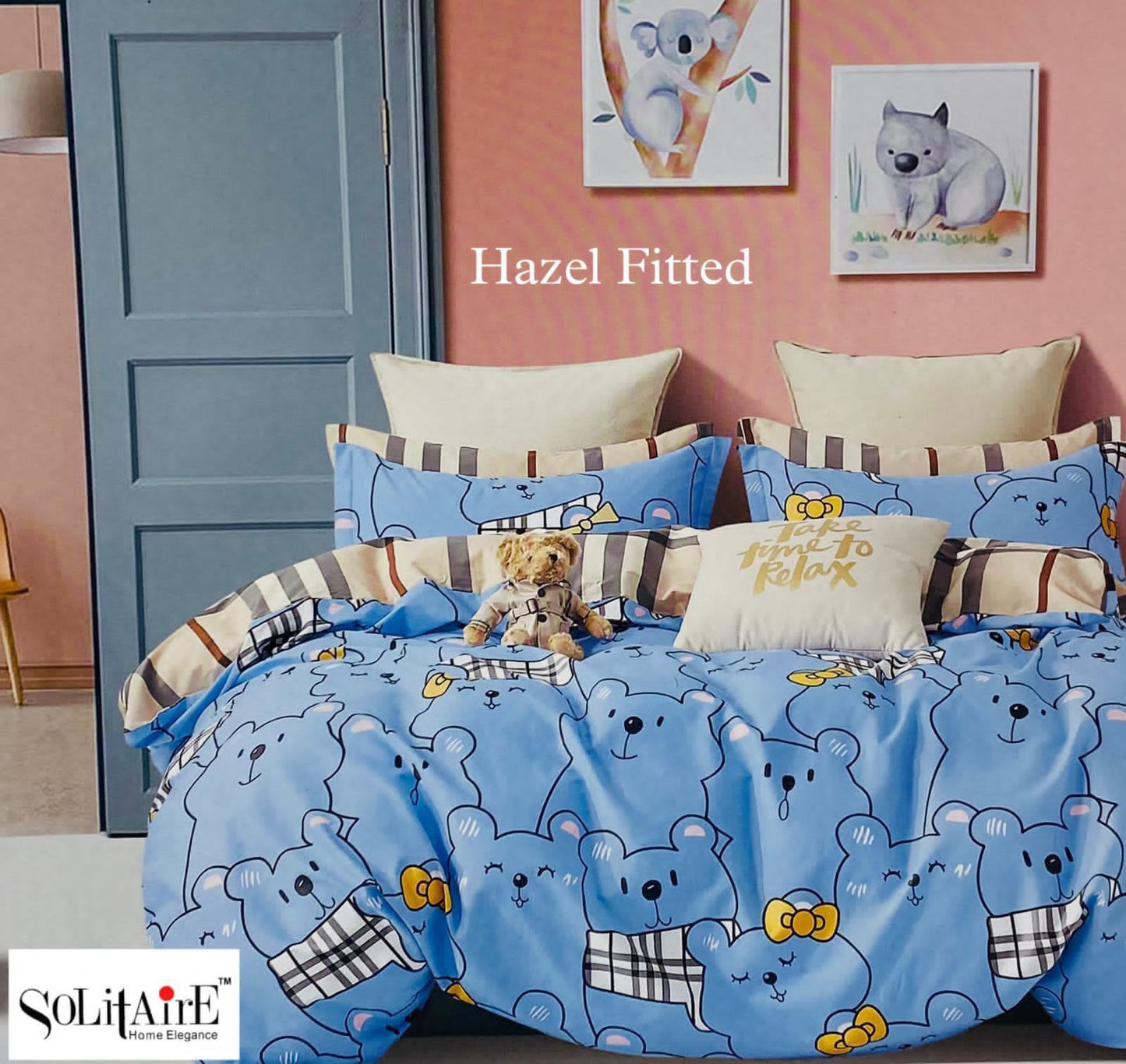 HAZEL FITTED COTTON BEDSHEET (FITTED BEDSHEET) (Fits All Double-Bed Sizes)