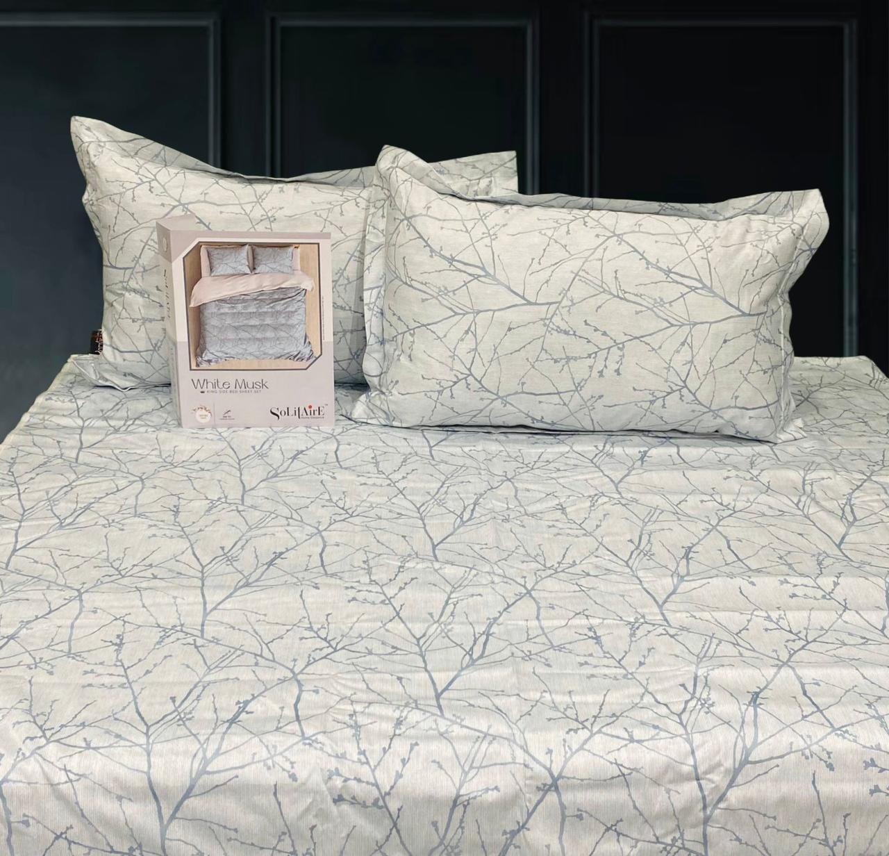 White Musk King Size 300 TC Cotton Bedsheet set