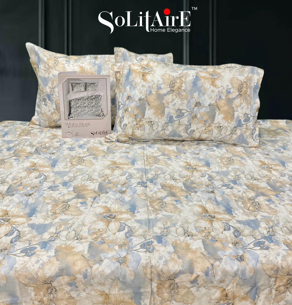 White Musk King Size 300 TC Cotton Bedsheet set