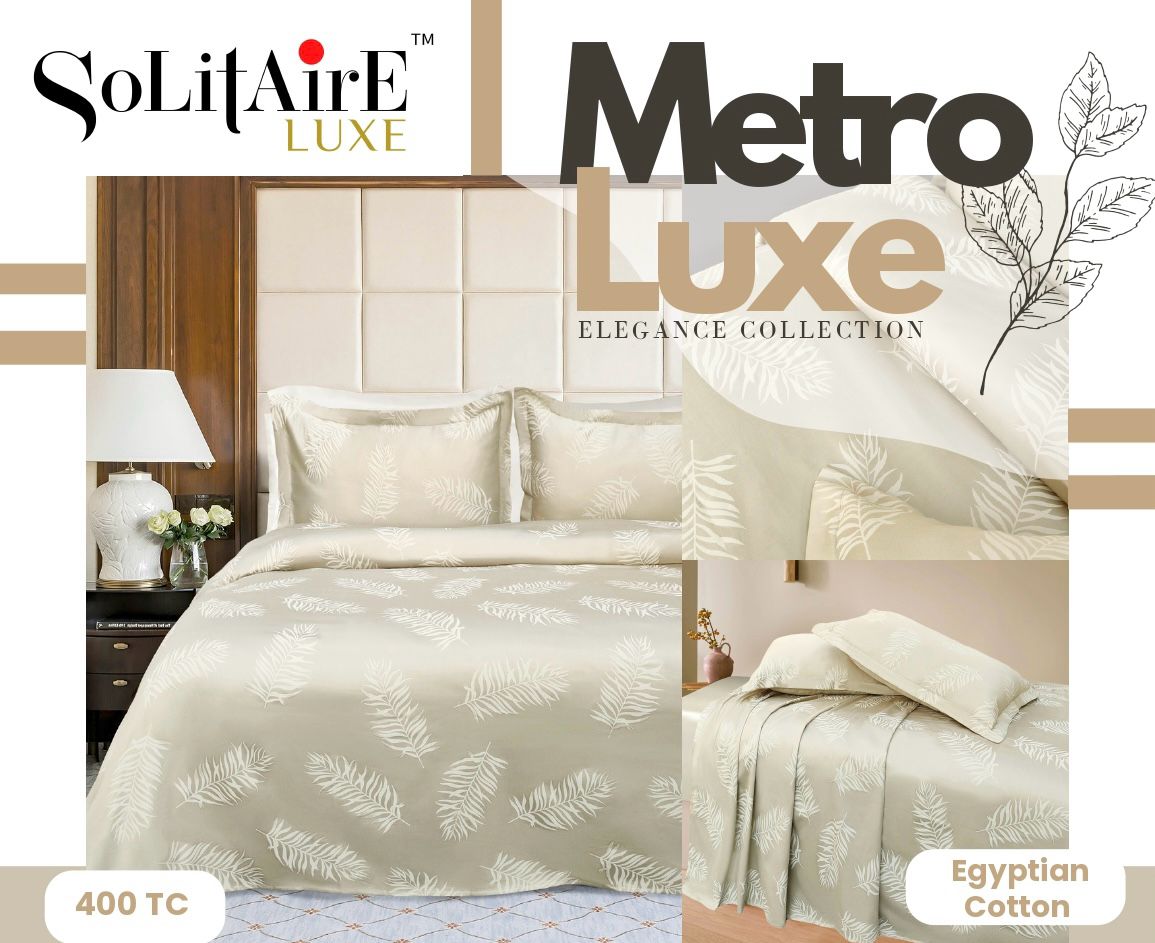 Metro Luxe Jacquard King-Size 400 TC Egyptian Cotton Bedsheet Set