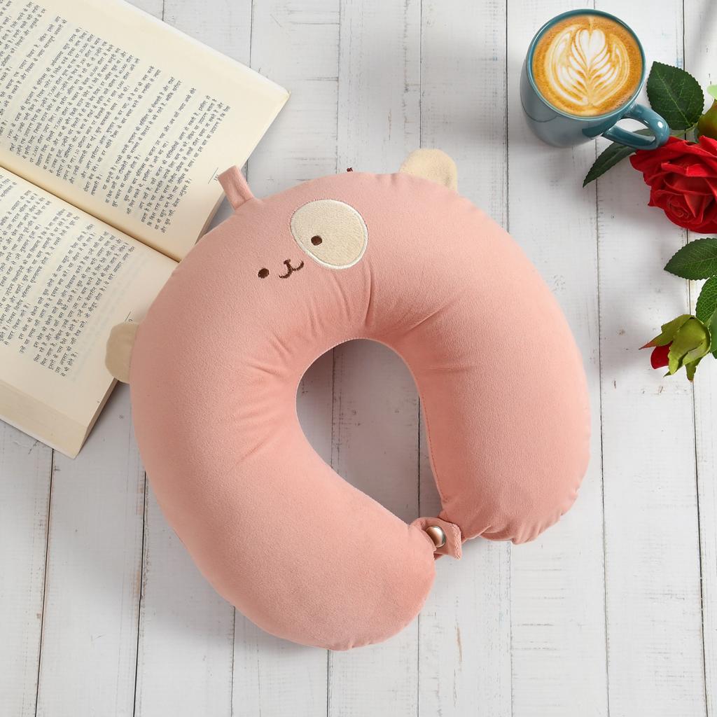 Memory Foam Travel Neck Pillow (Peach)