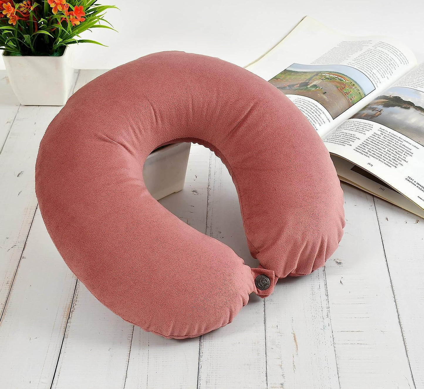Memory Foam Travel Neck Pillow (Dark Peach)