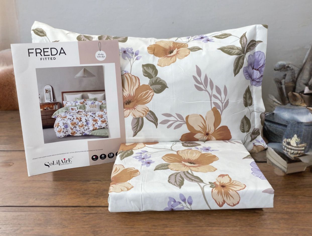 Freda Fitted Glazed Cotton King Bedsheet with 2 Pillow Covers