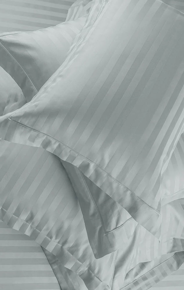 Stripes 250-Thread Count Cotton Bedsheet (Sand Grey)