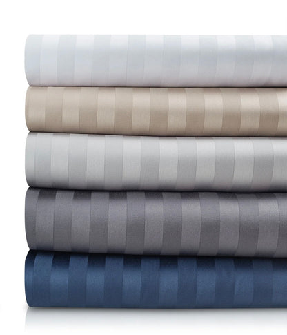 Stripes 250-Thread Count Cotton Bedsheet (White)