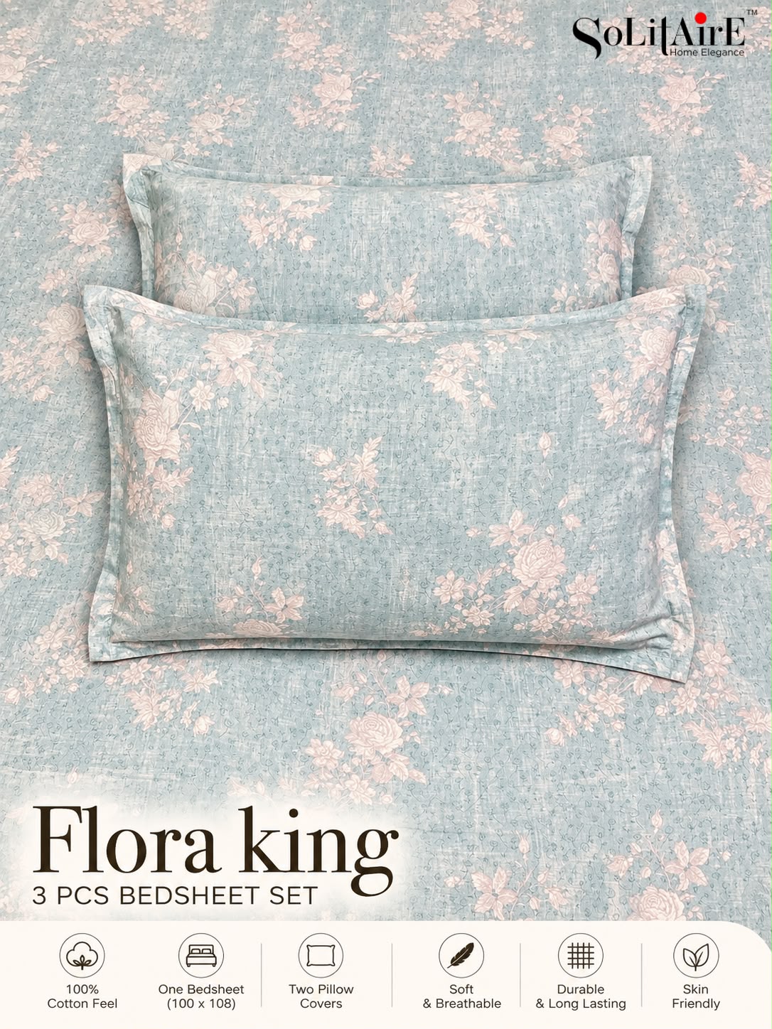 FLORA KING – 3 PCS BEDSHEET SET