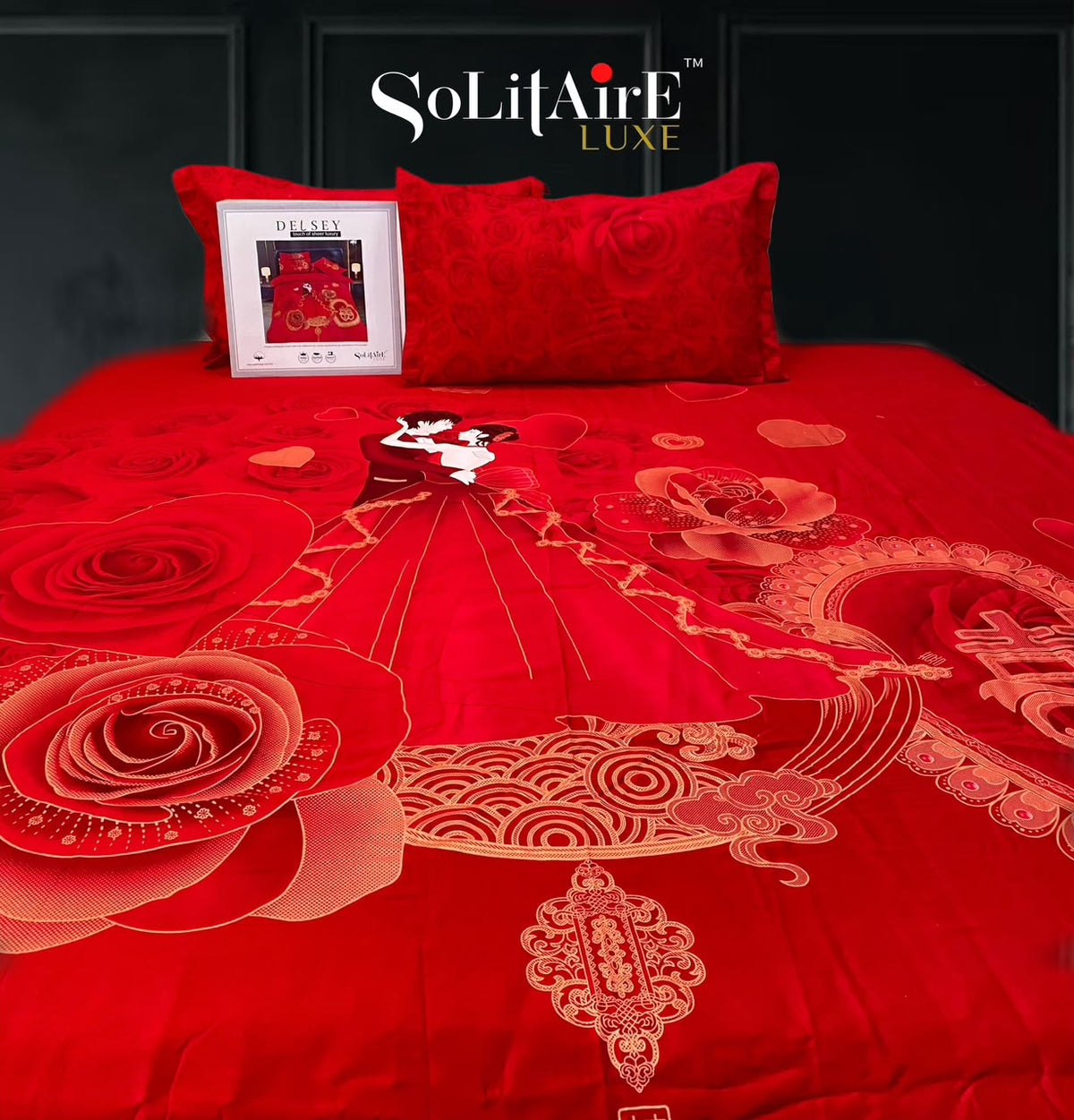 DELSEY PREMIUM KING SIZE BEDSHEET SET ( RED )