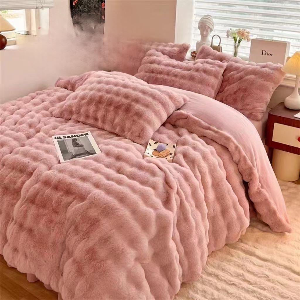 Faux Rabbit Fur Blanket Warm Fuzzy Blankets RABBIT FUR WINTER