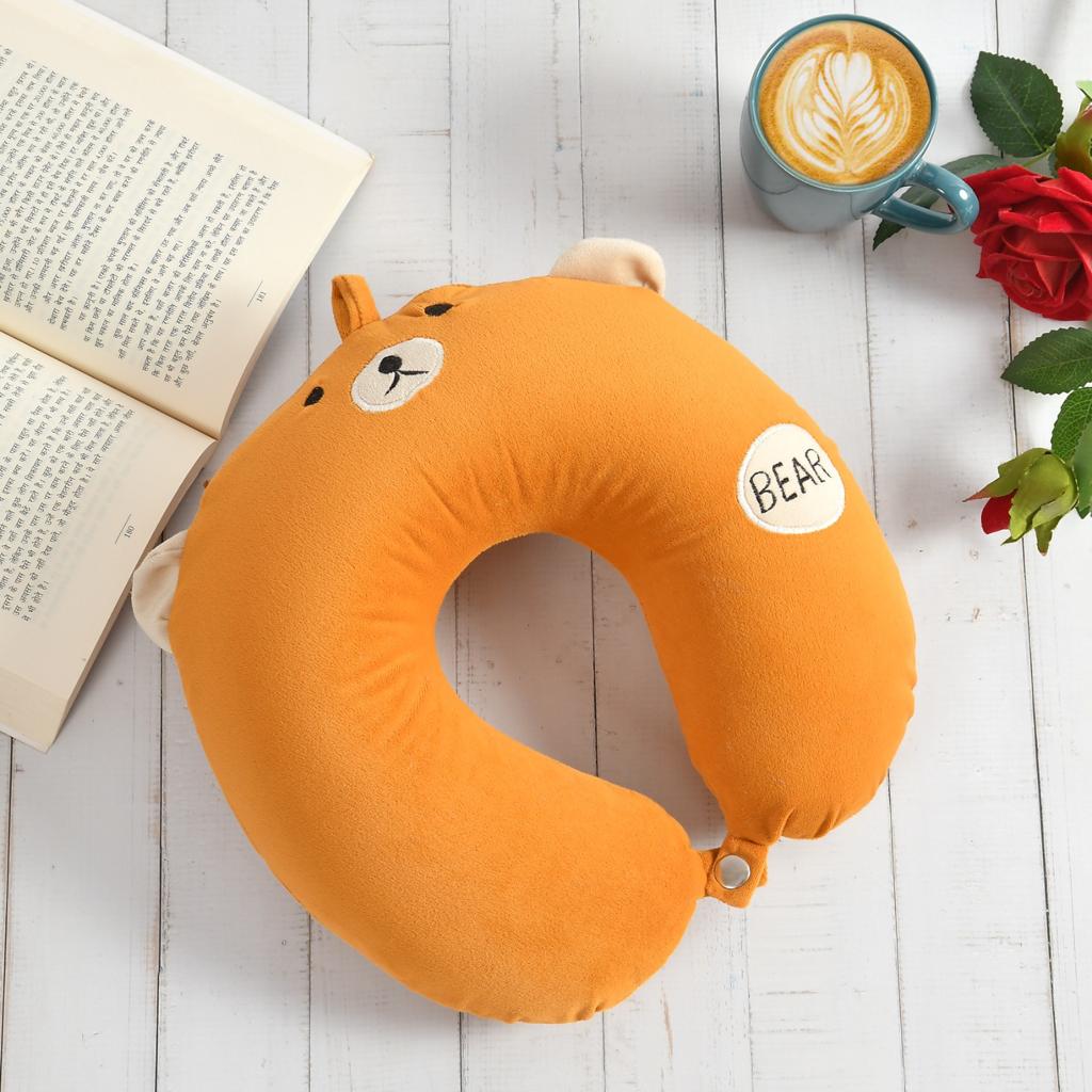 Memory Foam Travel Neck Pillow (Orange)