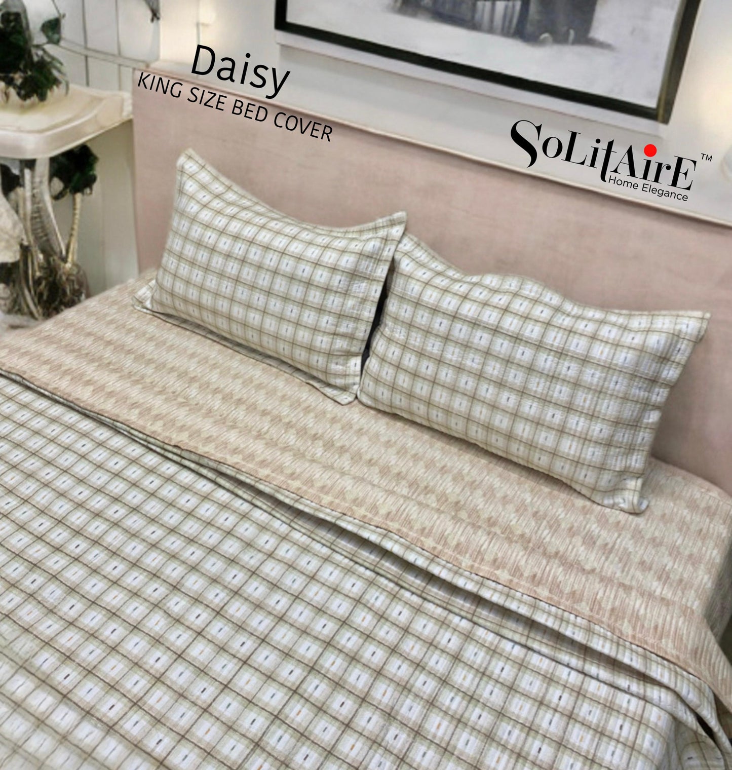 Daisy Quilted Reversible King Size Bed Cover Set