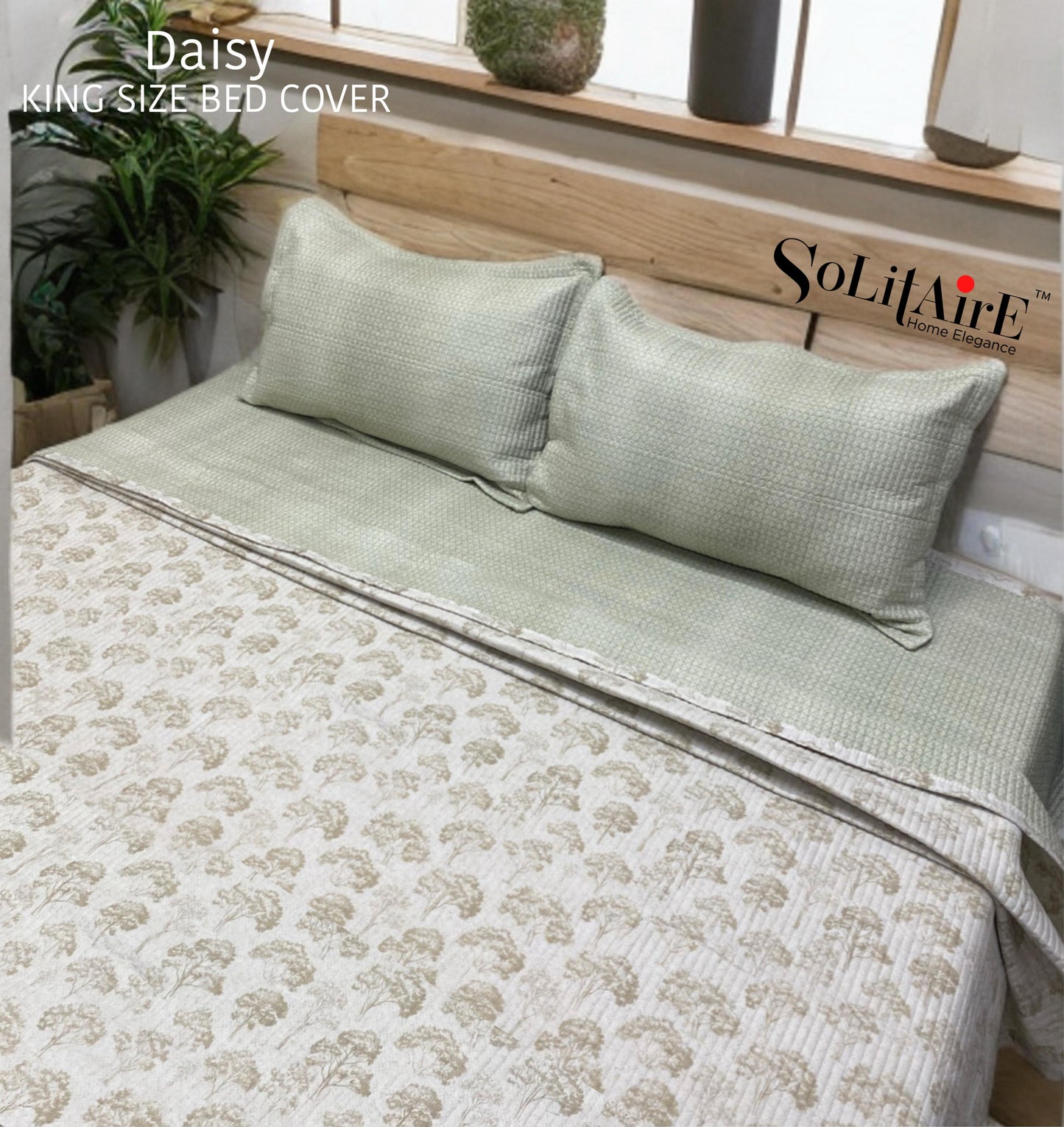 Daisy Quilted Reversible King Size Bed Cover Set