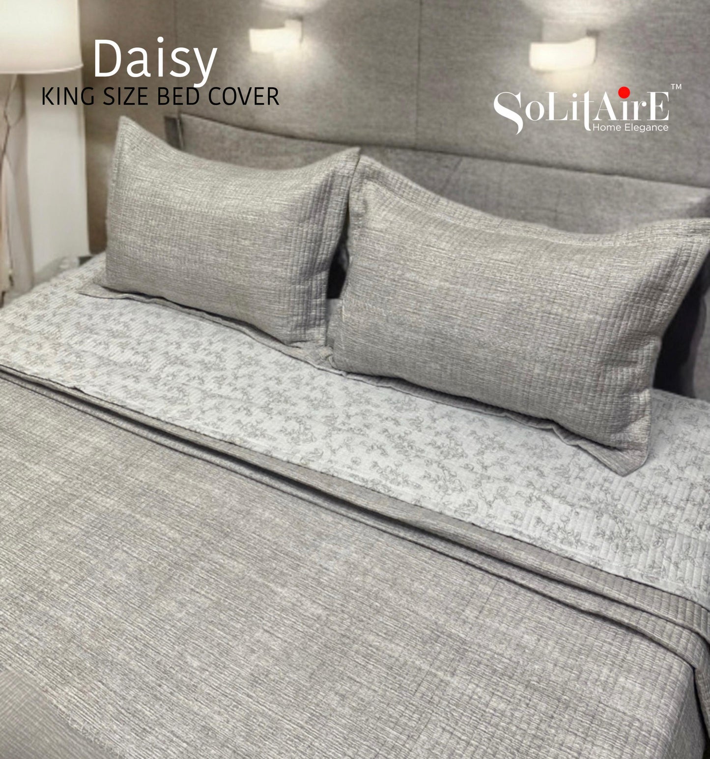 Daisy Quilted Reversible King Size Bed Cover Set