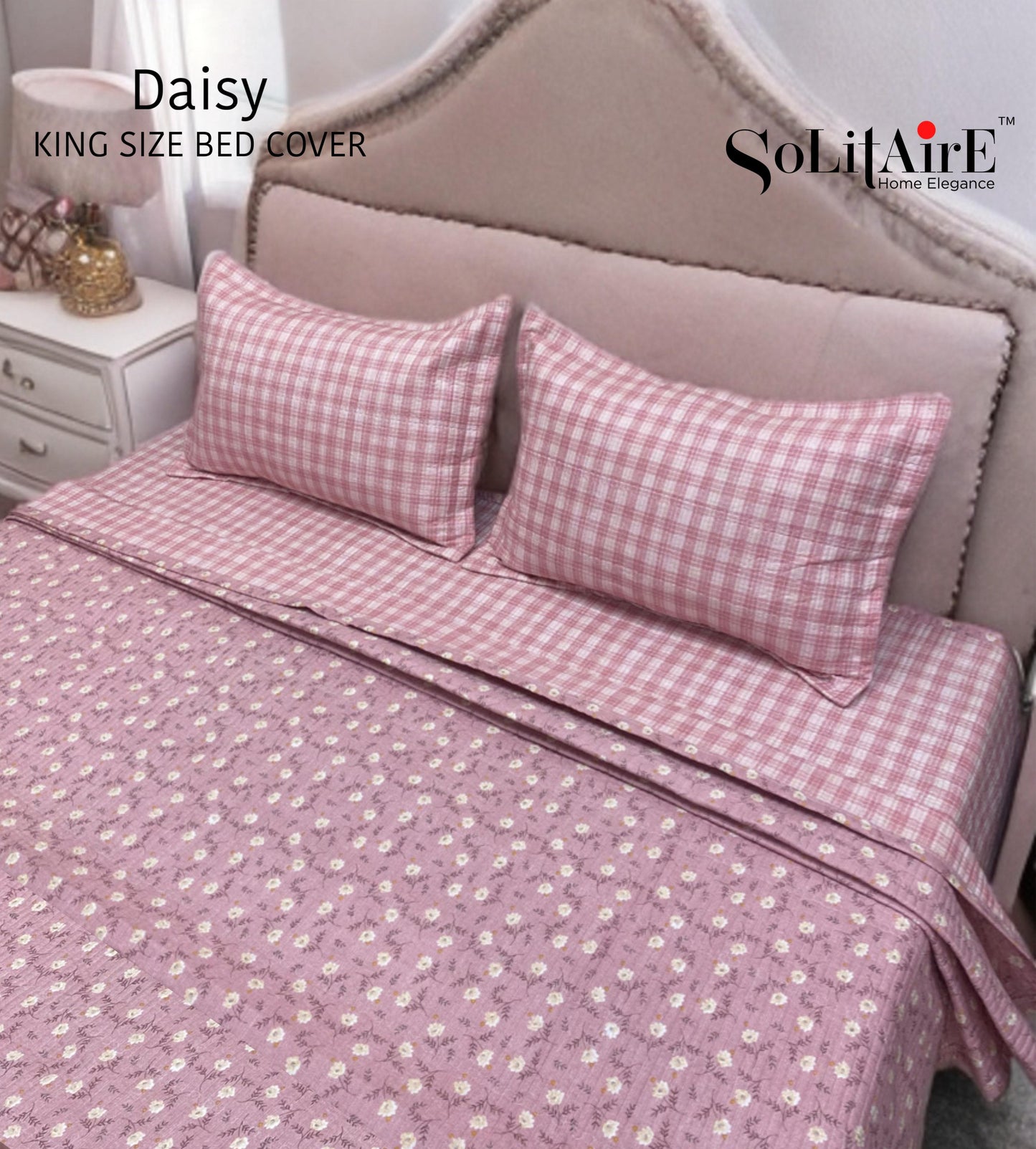 Daisy Quilted Reversible King Size Bed Cover Set