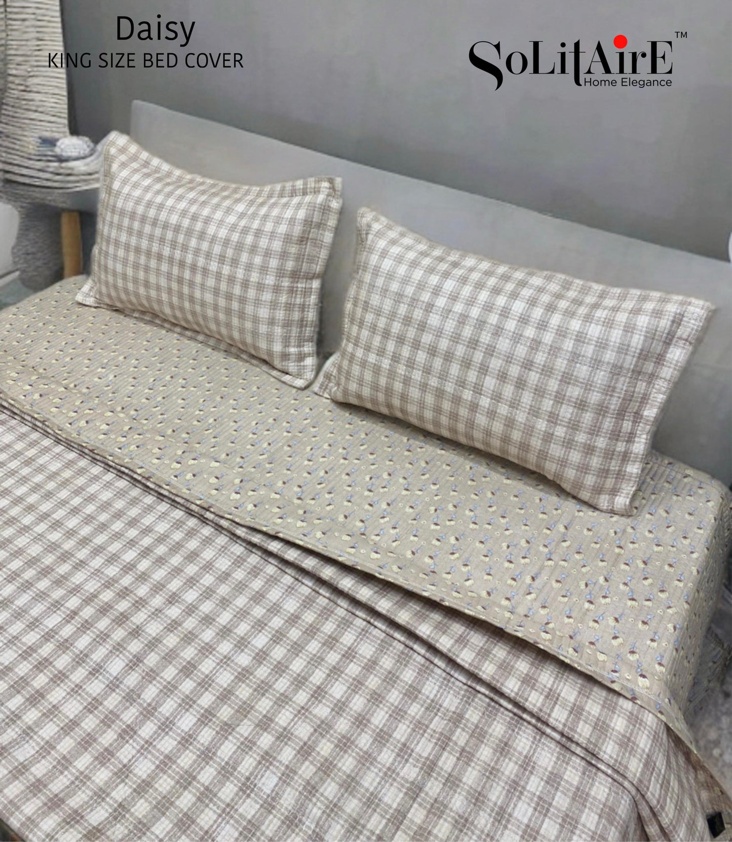 Daisy Quilted Reversible King Size Bed Cover Set