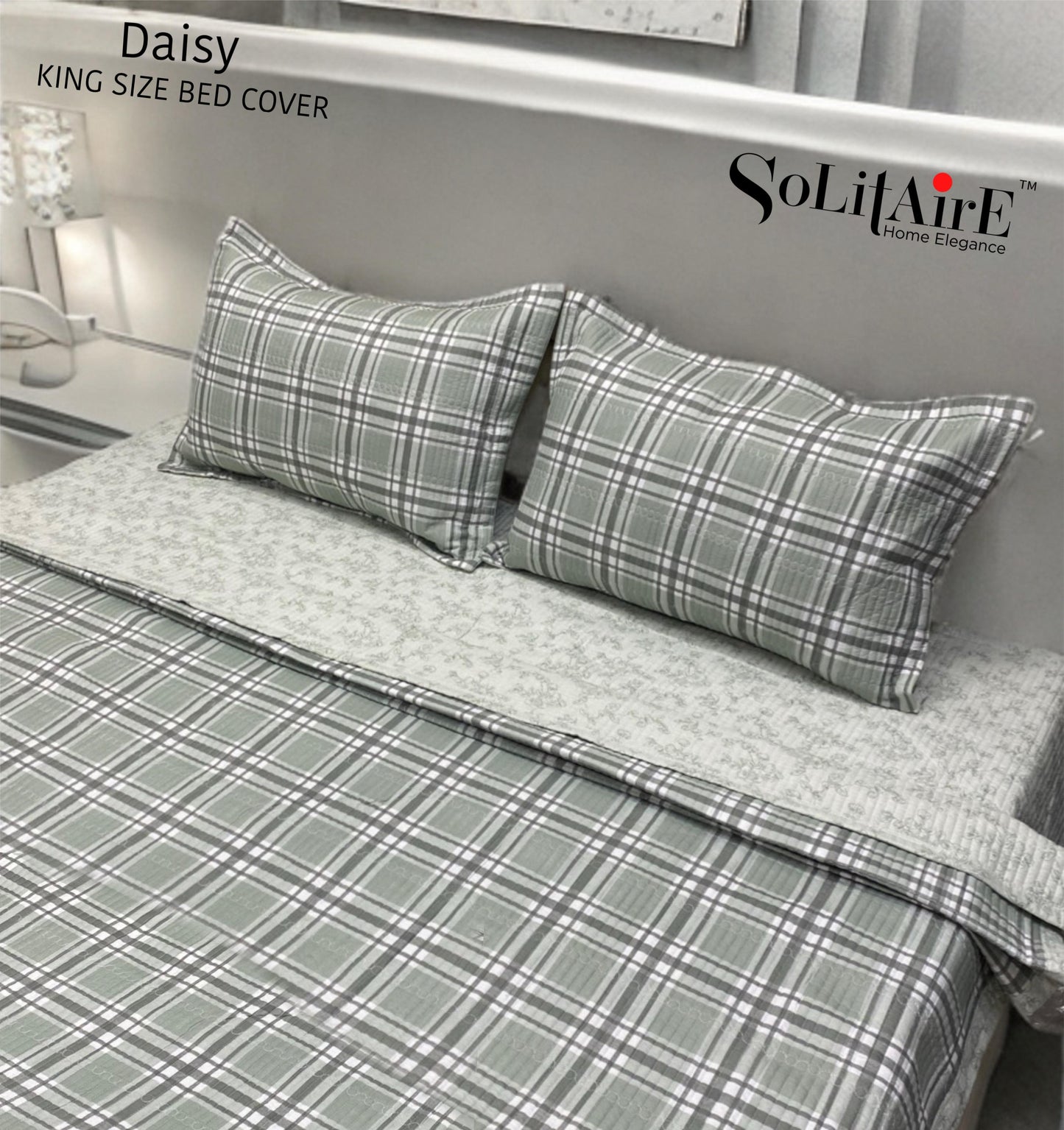 Daisy Quilted Reversible King Size Bed Cover Set