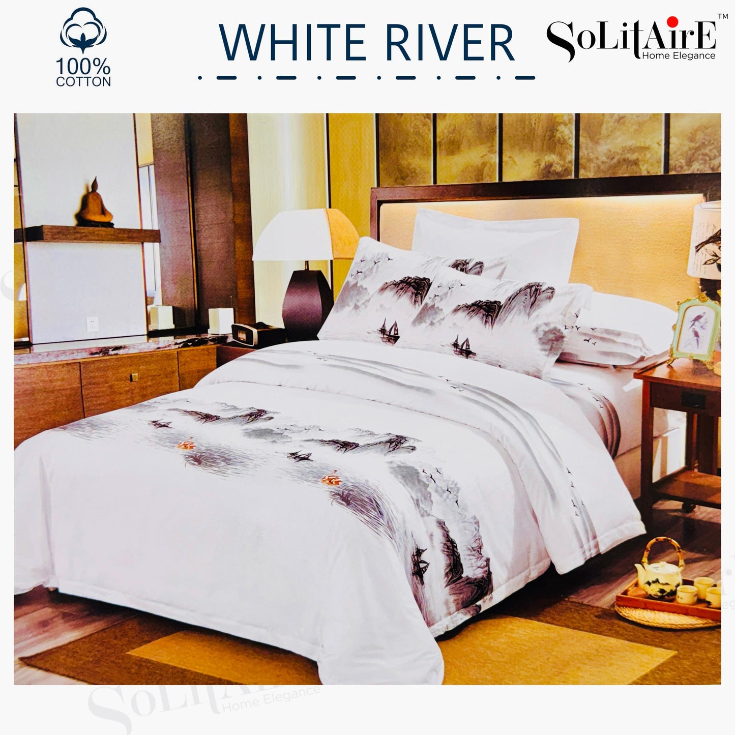 WHITE RIVER KING-SIZE COTTON BEDSHEET