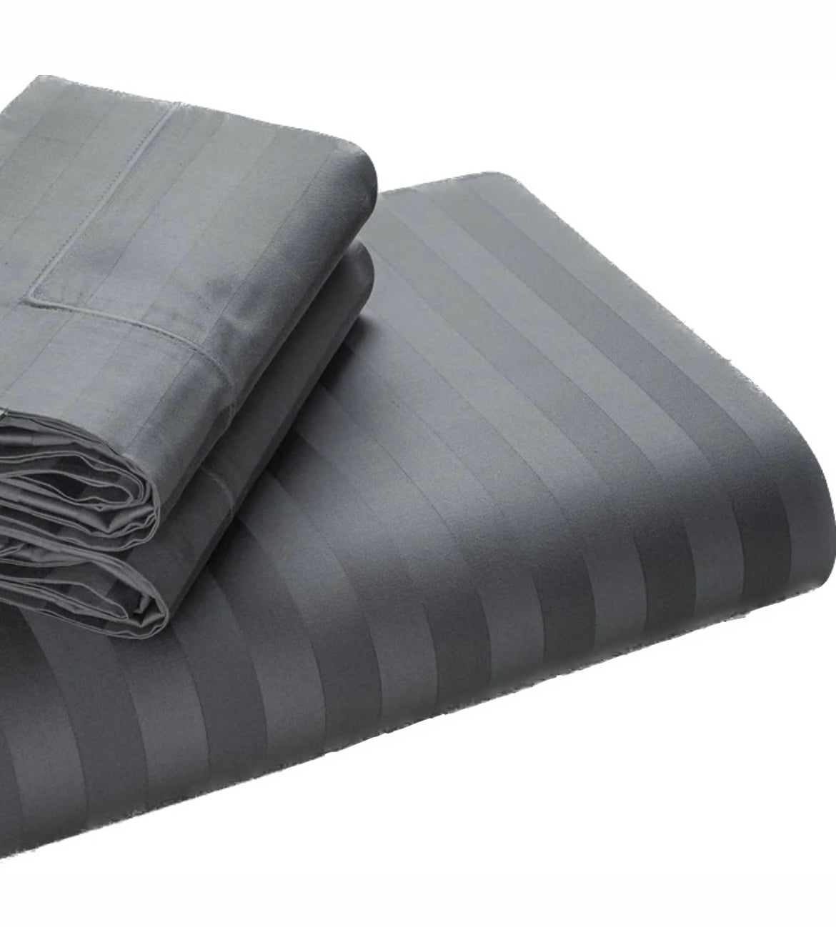 Stripes 250-Thread Count Cotton Bedsheet (Dark Grey)