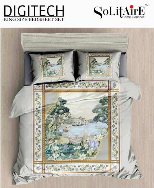 Panel Print Digitech King Size Jointless Bedsheet