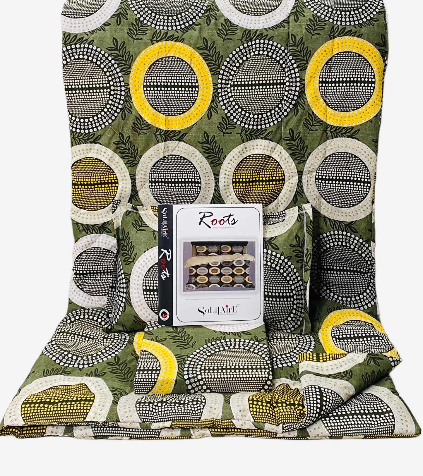 Roots Heavy Glazed Cotton Comforter Set - 4 Piece Bed In A Bag (90x100 Inches) - Reversible